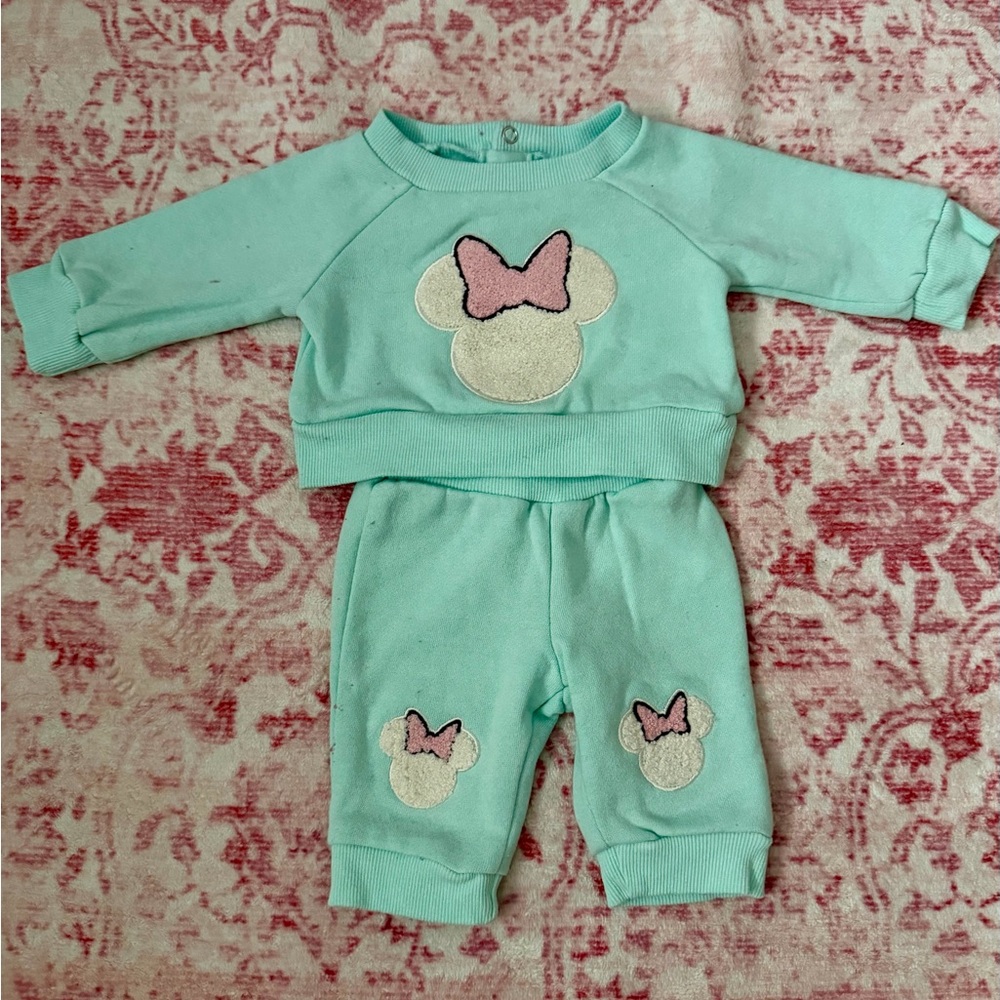 Disney Mint Green Baby Outfit with Bow Design